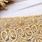 1 Yard 3 Inch Raven Metallic Gold Floral Venice Lace Trim for Costumes Gowns and Decor